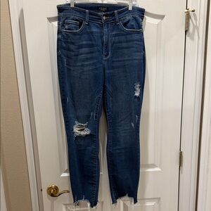 Judy Blue Dark Wash Distressed Ankle Jeans